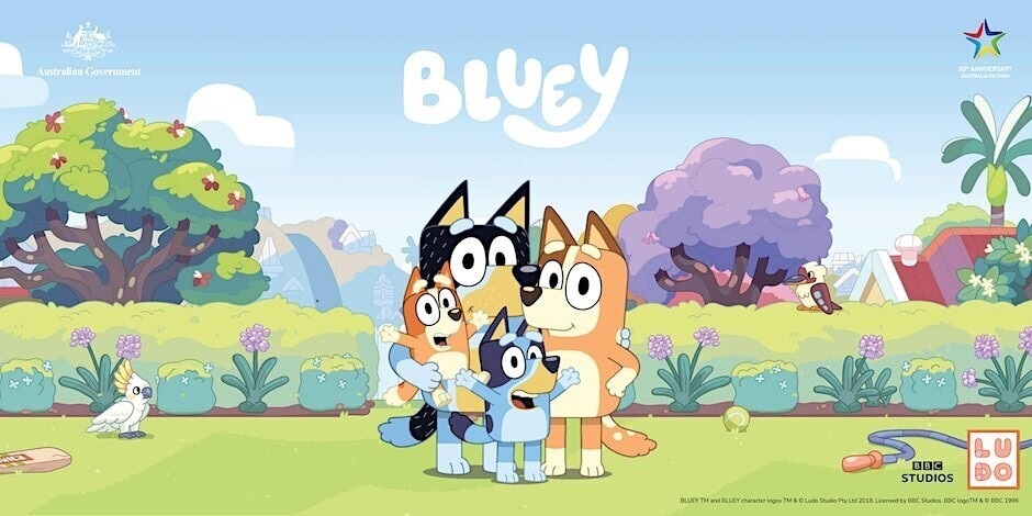 Bluey Cartoon City Illustration